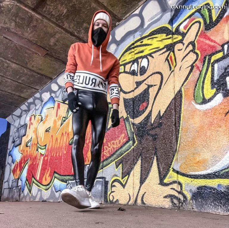 Crop Tops and Faux Leather Leggings on a Graffiti Backdrop